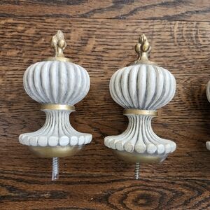 Drapery Finials - Elegant Fluted White and Gold